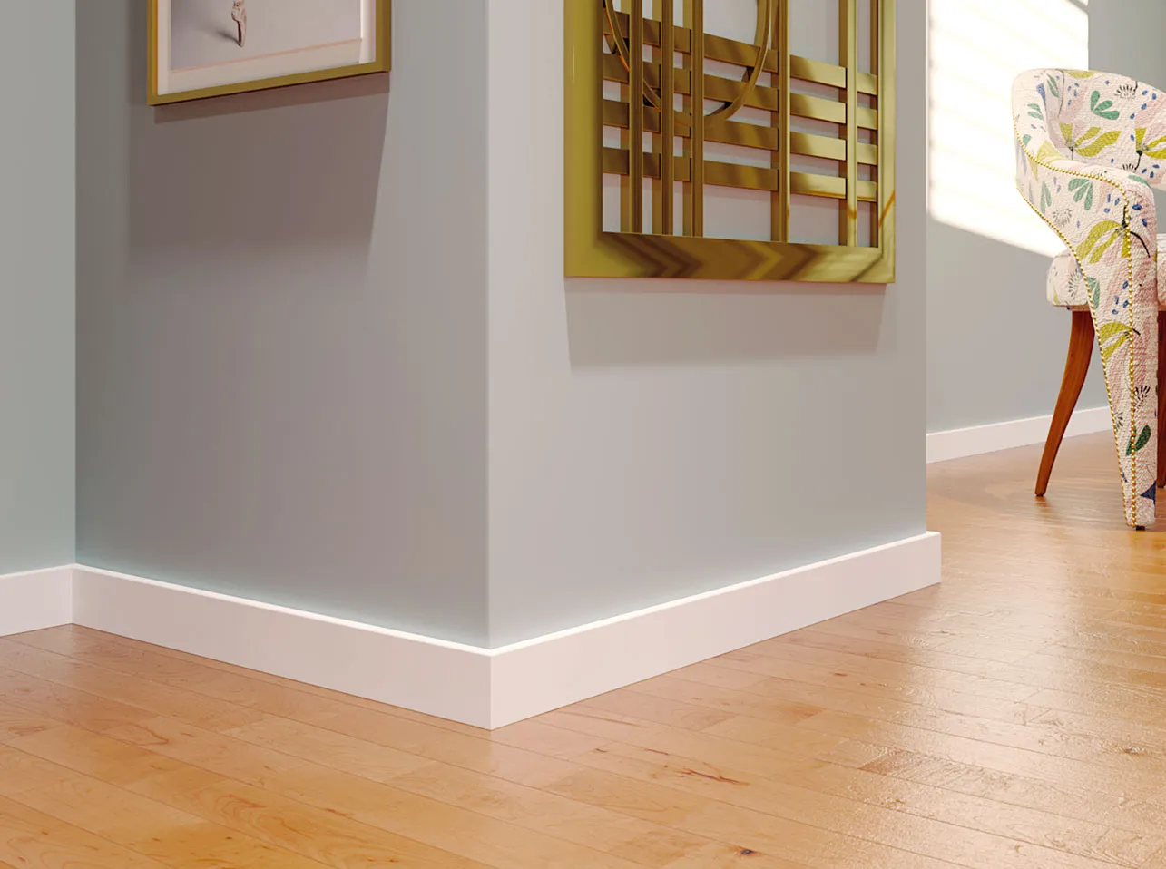 Profil pour le sol ou le mur modèle UPSOLU UP102 en polystyrène, appliqué avec de la colle, résistant à l'humidité, non déformable, peignable.